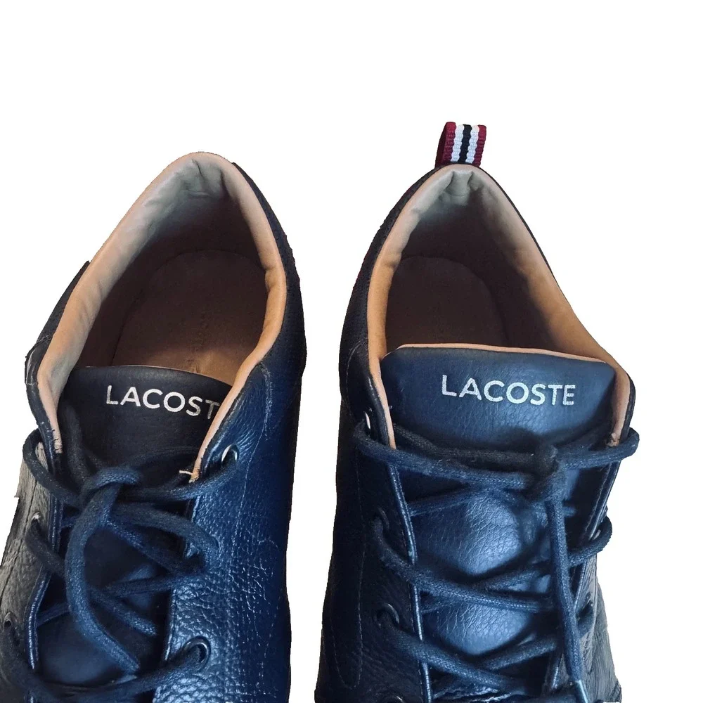 Lacoste Bayliss Navy Pebbled Leather Sneakers Men's US 11.5 Casual Lace Up